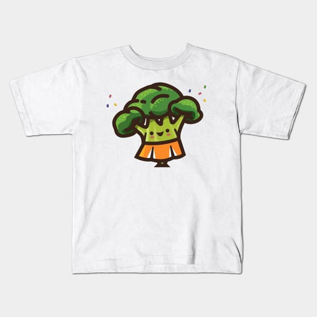 Broccoli Cheerleader Kids T-Shirt by carlospuentesart